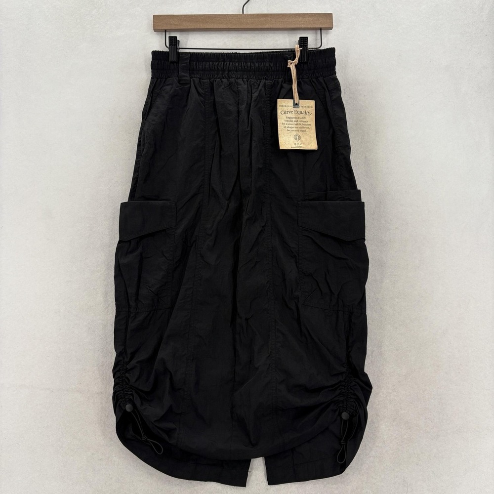 Democracy Absolution Skirt Womens S Black Cargo Long Pull On Elastic Waist Hem